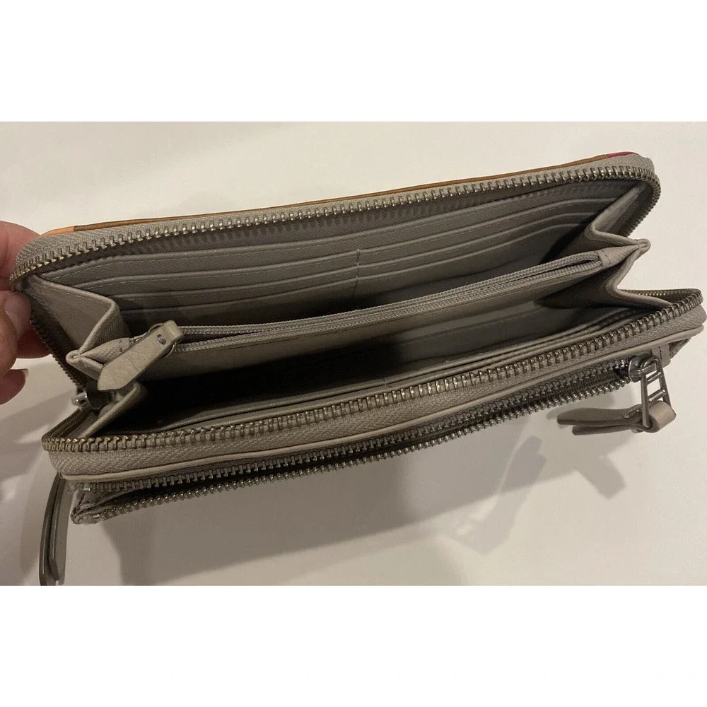 Fossil Zip Around Wallet Leather‎ Multicolored Patchwork